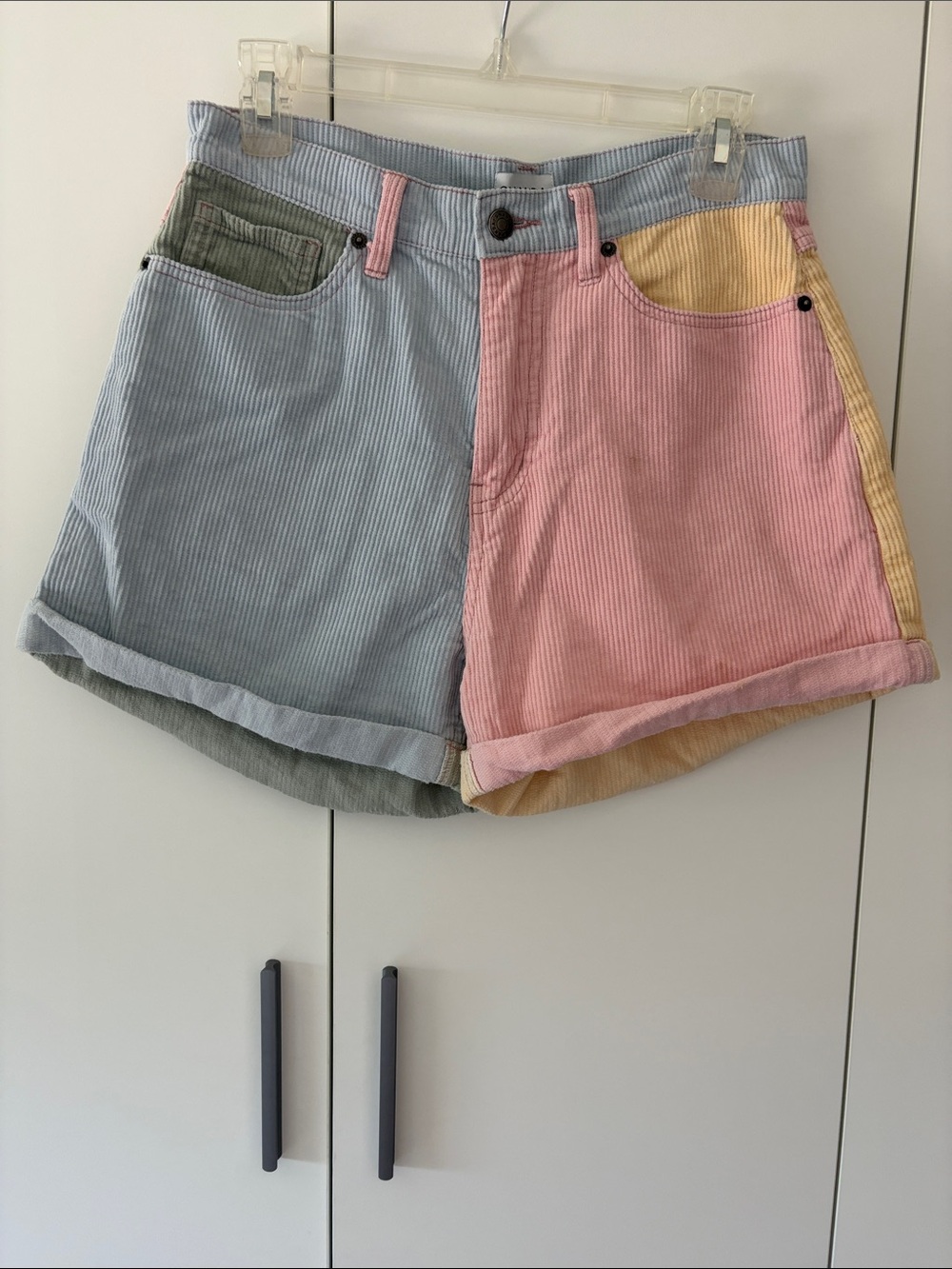 Ghanda Pastel Colorblock Corduroy Shorts